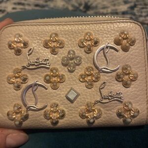 Christian Louboutin Light Beige Embellished Wallet on removable chain
